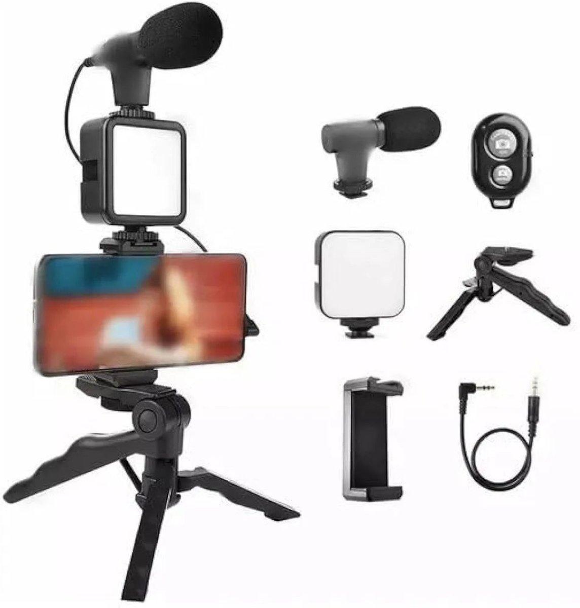 Kit complet vlogging smartphone - microphone, lumière, trépied