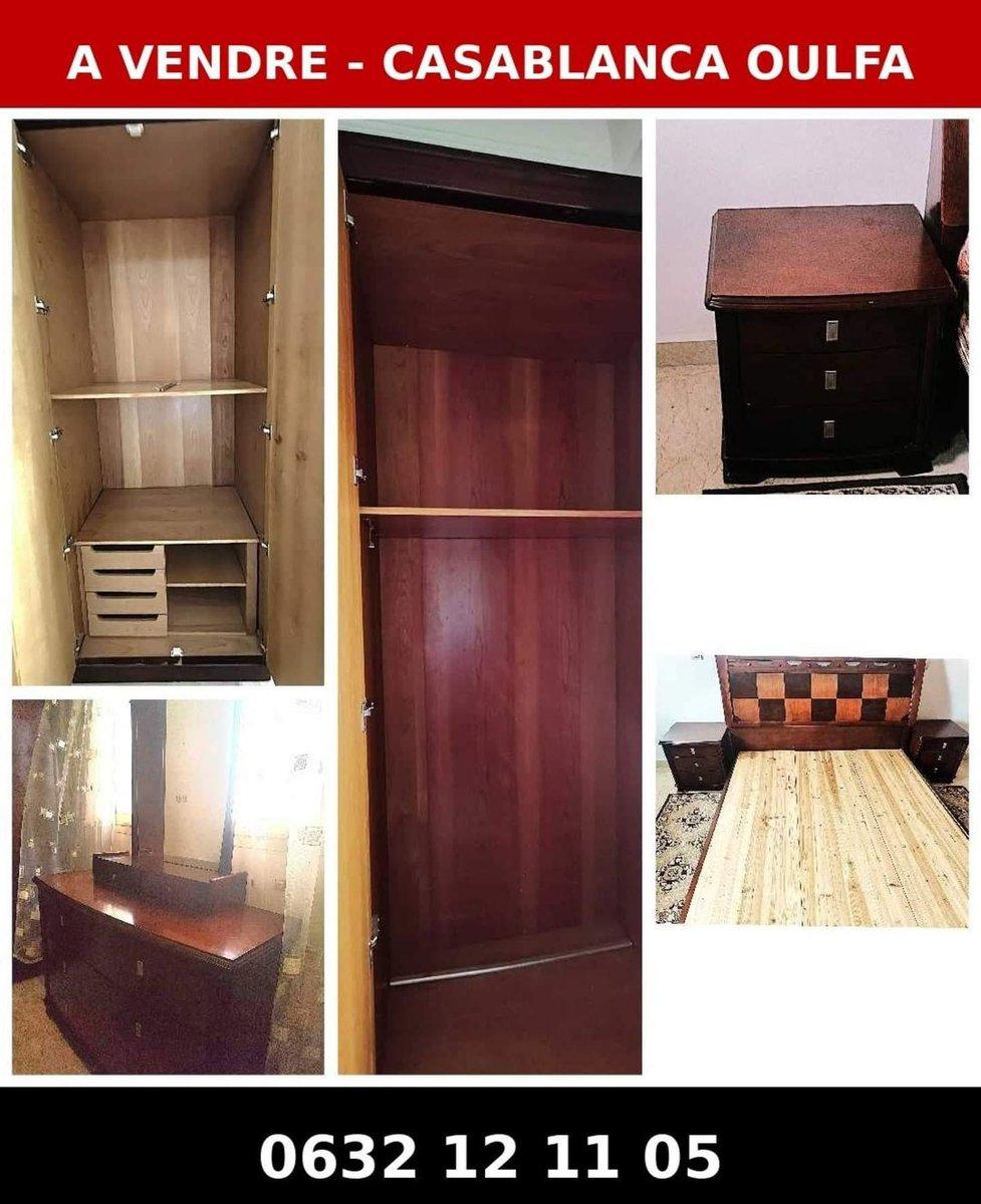 Chambre à coucher complète en bois, armoire, commode, chevets, 2/10