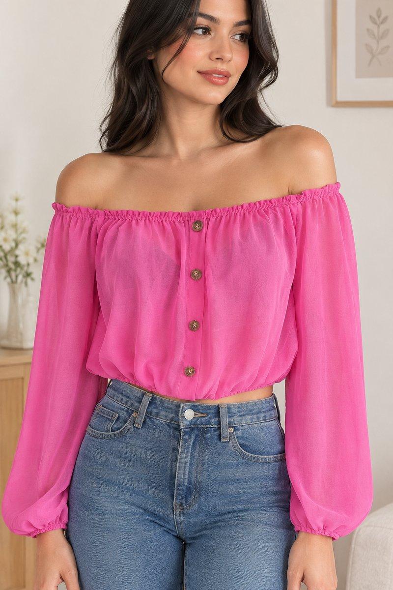 Crop top rose fuchsia fluide – Jamais porté