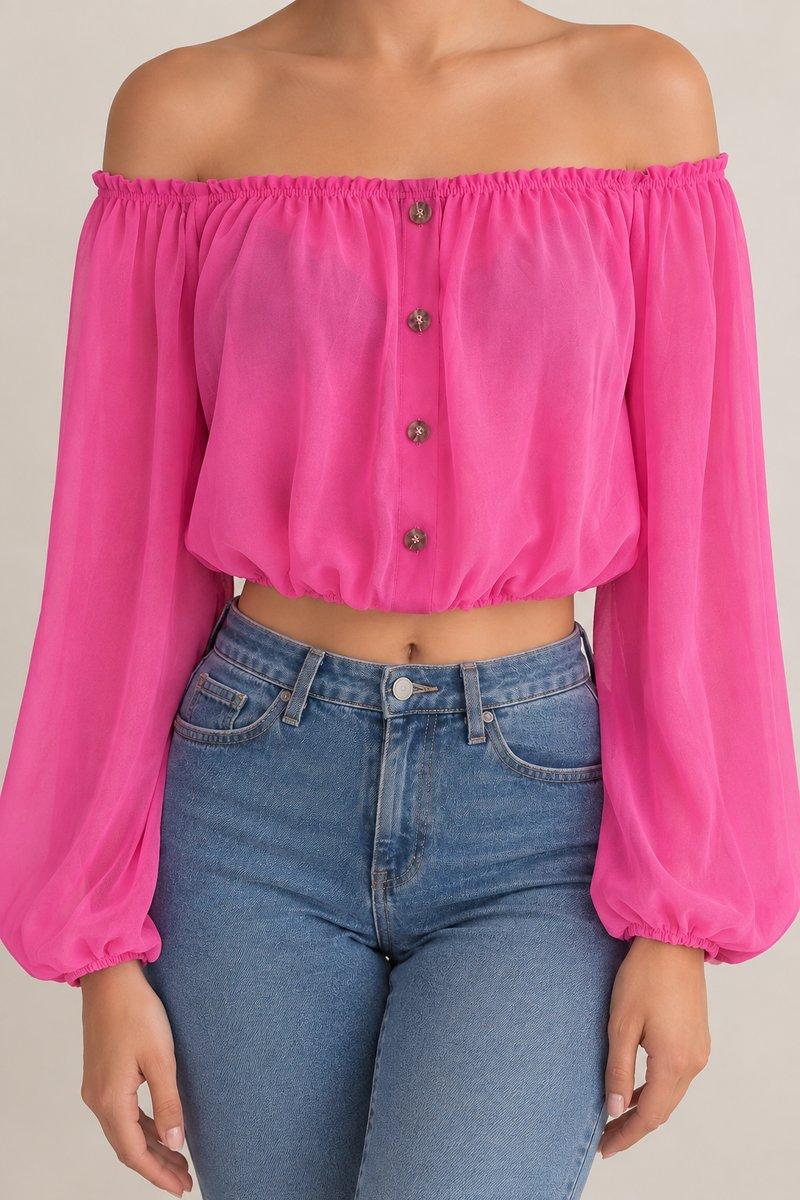 Crop top rose fuchsia fluide – Jamais porté, 2/3