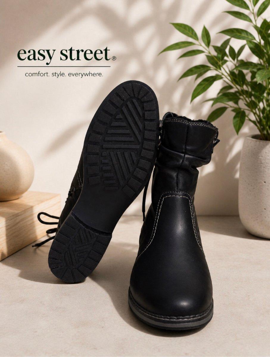 Bottines femme Easy Street noires, doublure fourrée